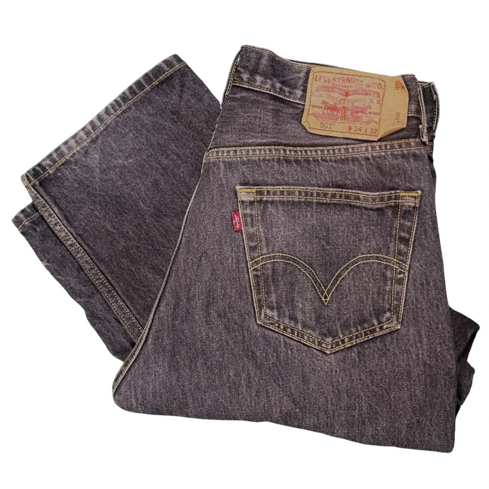 Vintage Y2K Levi's 501-0226 Jeans Black Stonewash Button Fly Straight Leg 34x32‎